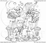Wizard Coloring Owl Pages Outline Boy Royalty Alex Illustration Clip Bannykh Clipart sketch template