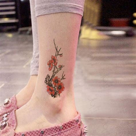 Temporary Tattoo Stickers Waterproof Women Arm Leg Red Plum Body Art