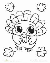 Coloring Turkey Thanksgiving Pages Color Cute Baby sketch template