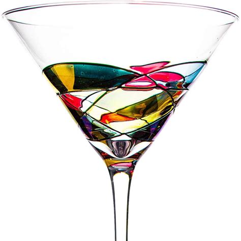 hand painted stained glass martini glasses  oz crystal glass   brookstone