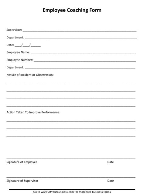 employee coaching form  printable  templateroller employee