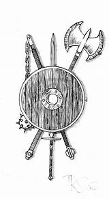 Viking Shield Tattoo Drawing Axe Drawings Designs Draw Google Tattoos Paintingvalley Easy Weapons Sword Pesquisa Choose Board Askideas Simple sketch template