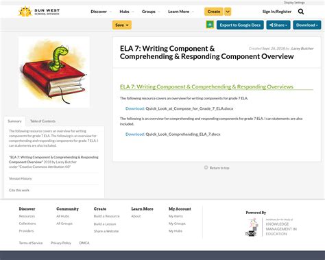 ela  writing component comprehending responding component