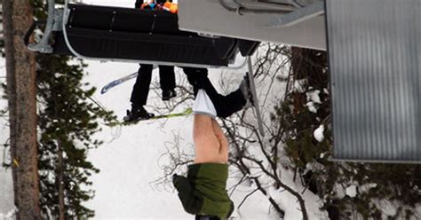 Naked Skier Caught With His Pants Down After Chairlift