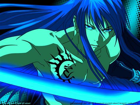 anime warrior long blue hair and sword fantasy warriors pinterest