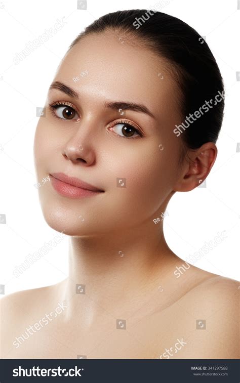 Makeup Cosmetics Closeup Portrait Beautiful Woman Stock