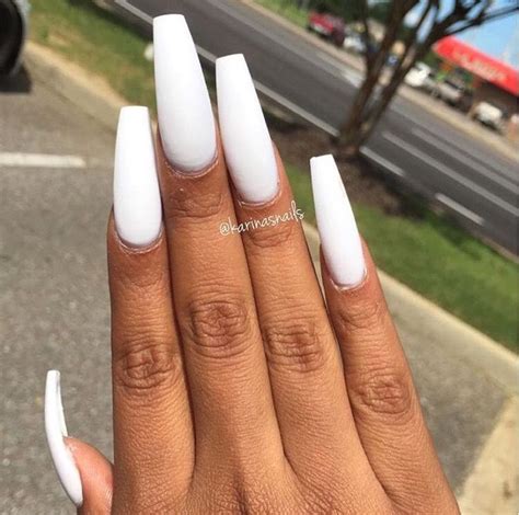 long white coffin nails  expression nails