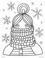 Coloring Pages Winter Girl Cozy Scarf Solstice Color Adults Printable Snow Let Kids Getcolorings Spend Palette Frigid Lights Holiday Inside sketch template