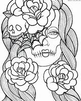 Coloring Pages Girly Printable Skull Sugar Graffiti Girl Colored Already Multicultural Getdrawings Color Skulls Colouring Pdf Getcolorings Colorama Print Colorings sketch template