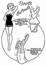 Paper Dolls Coloring Pages February Mostlypaperdollstoo Mostly Too Boots 1947 sketch template
