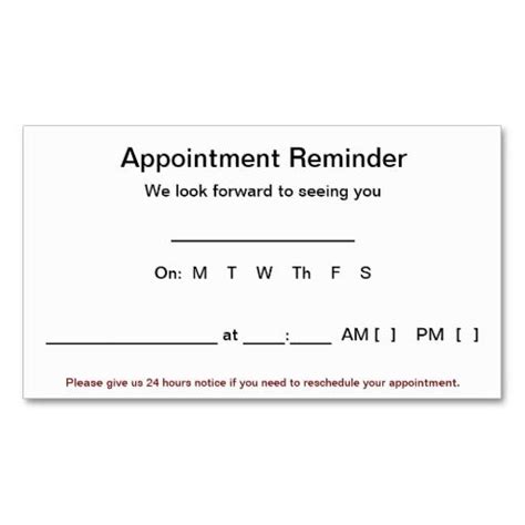 appointment reminder cards  pack white zazzlecom card