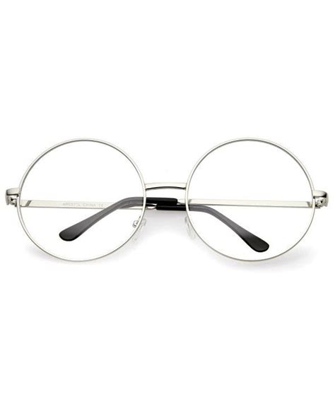 Oversize Metal Frame Slim Temple Clear Lens Round Eyeglasses Round