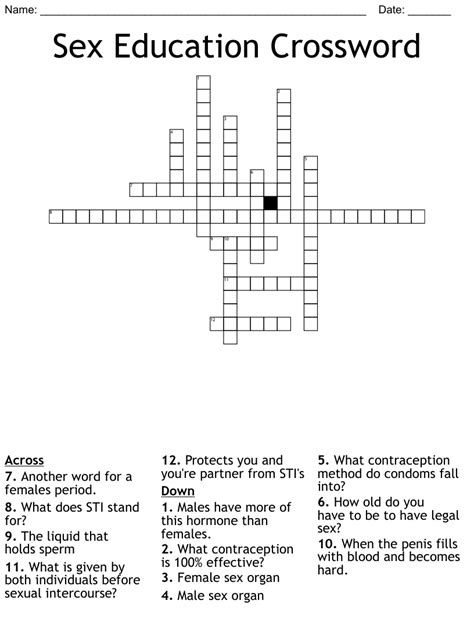 Sexual Health Crossword Wordmint