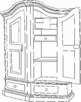Coloring Pages Cabinet Furniture Wardrobe Magic sketch template