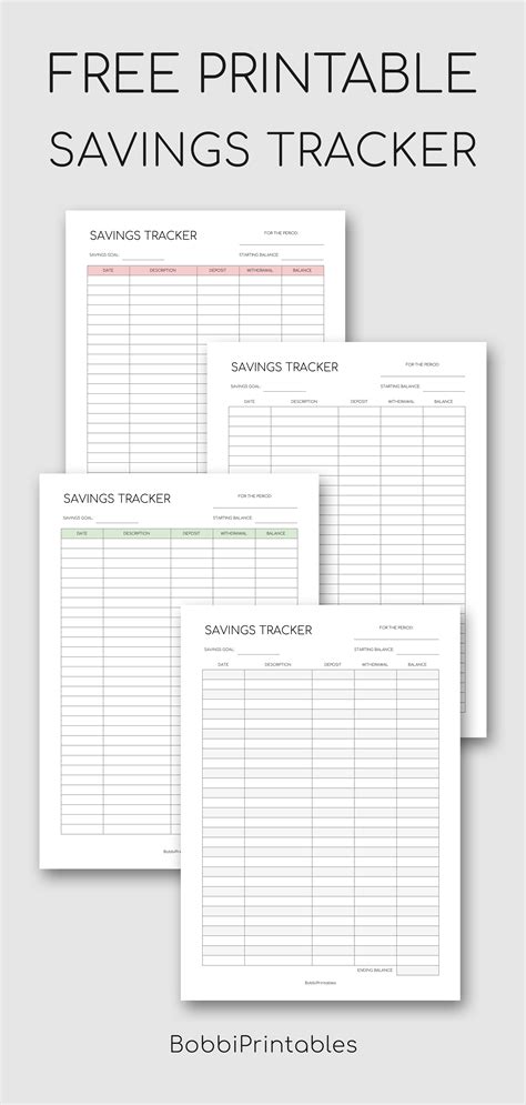 printable savings tracker printable savingstracker savings