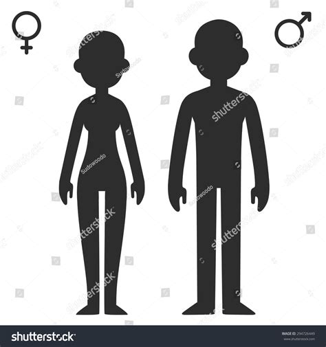 stylized cartoon male female silhouettes corresponding