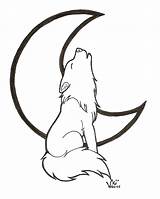 Wolf Drawing Easy Line Head Howling Anime Choose Board Moon sketch template