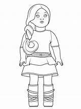 Doll American Coloring Girl Pages Printable Via sketch template