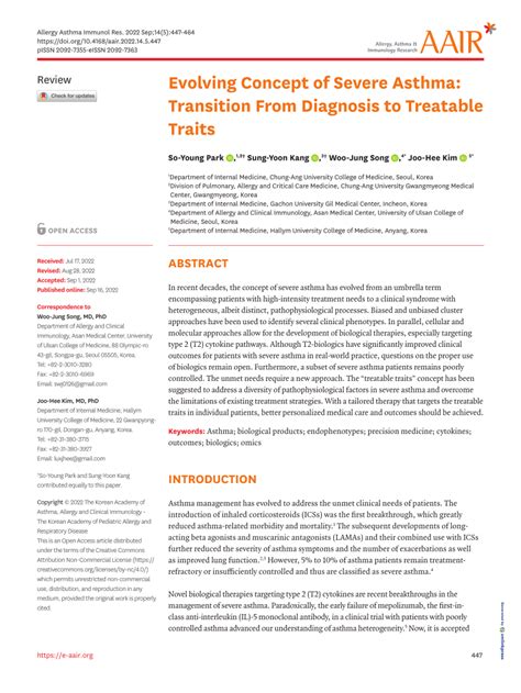 Pdf Evolving Concept Of Severe Asthma Transition From Diagnosis To