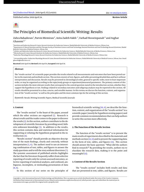 principles  biomedical scientific writing results