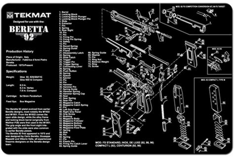 tekmat beretta   gun cleaning bench mat  exploded parts schematic ber  outdoor