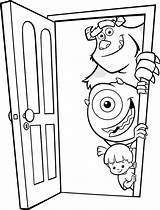 Coloring Door Inc Pages Monsters Monster Boo Mike Wazowski Front Sullivan Sulley Kids Doors Colorear Para Disney Sheets James Takes sketch template