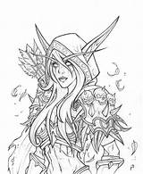 Coloring Warcraft Windrunner Sylvanas Horde sketch template