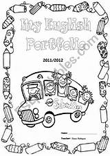 English Cover Portfolio Covers School Coloring Book Pages Worksheet Preschool Teacher Kids Esl Activities Lessons Worksheets Notebook Grade Pre Folder sketch template
