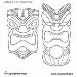 Totem Coloring Tiki Pole Pages Mask Printable Luau Poles Drawing Template Paper Faces Hawaiian Party Survivor Outlines Print Kids Masks sketch template
