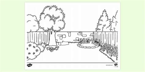 printable garden colouring page primary resources