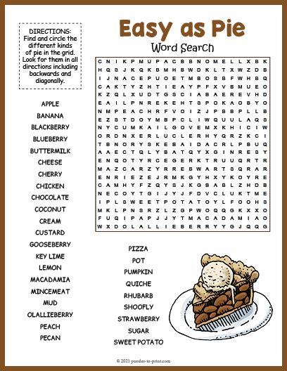 pie word search