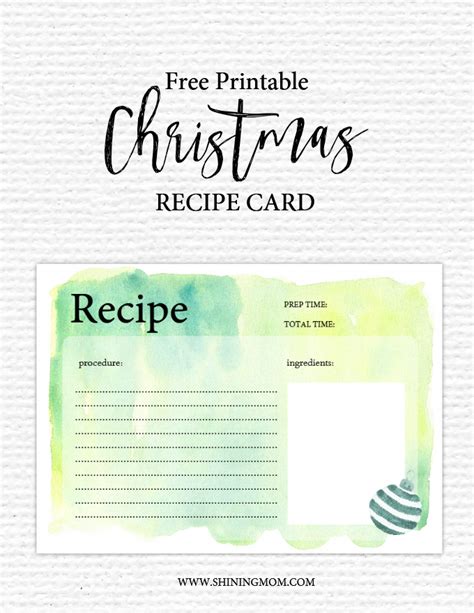 christmas recipe cards  print