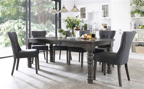 hampshire grey wood extending dining table   bewley slate fabric