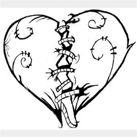 broken heart coloring pages heart drawing heart sketch