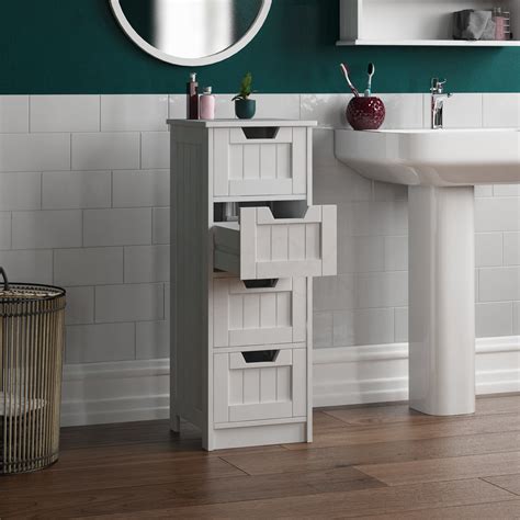 bathroom  drawer cabinet storage cupboard wooden white unit  home discount ebay