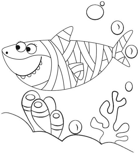 baby shark colouring  page coloring page blog
