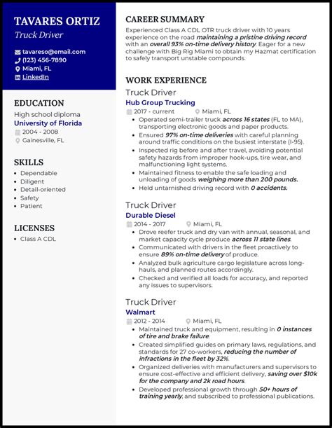 real truck driver resume examples  worked