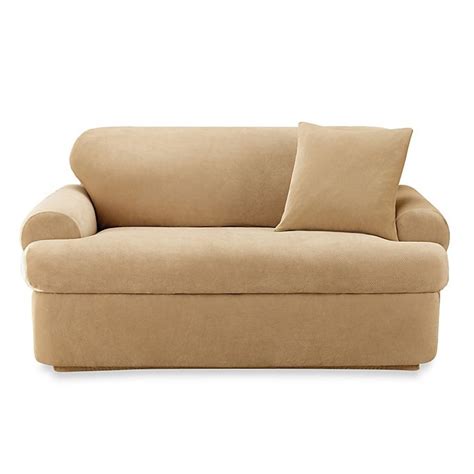 fit stretch pique  piece  cushion sofa slipcover  cream bed bath   canada
