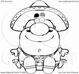 Hispanic Bandit Sitting Clipart Cartoon Outlined Coloring Vector Thoman Cory Royalty sketch template