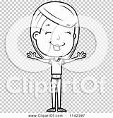 Teenage Adolescent Cartoon Clipart Happy Girl Outlined Coloring Vector Thoman Cory sketch template