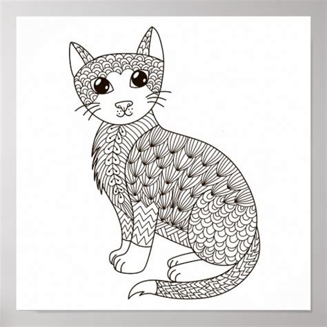 coloring page sitting cat poster zazzlecom