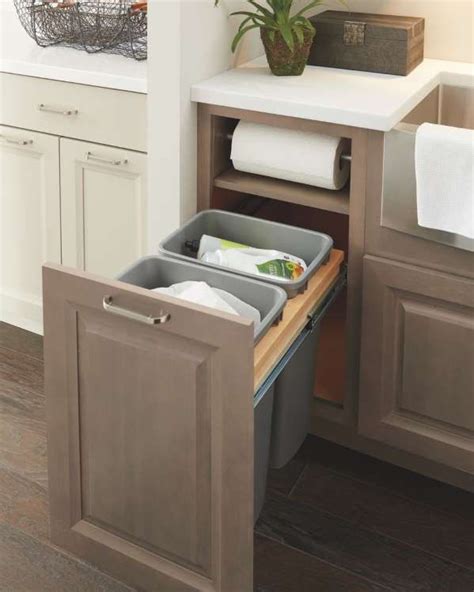 paper towel cabinet  trash bin drawer diamond cabinets kitchen remodel small diy