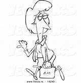 Lady Vector Cartoon Gas Hiking Outlined Hitch Coloring Drawing Leishman Ron Royalty sketch template