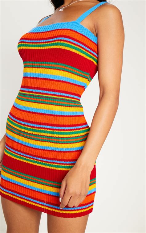 rainbow striped dress knitwear prettylittlething