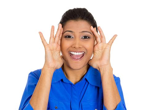 Woman Looking Shocked Surprised In Full Disbelief Hands On Face Stock