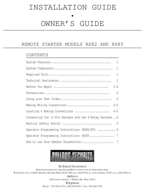 bulldog security rs installation  owners manual   manualslib