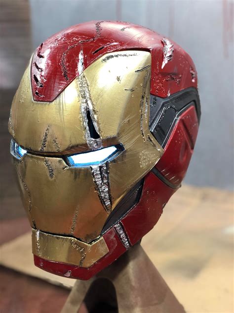 printed iron man mk endgame helmet printed damaged  weathered