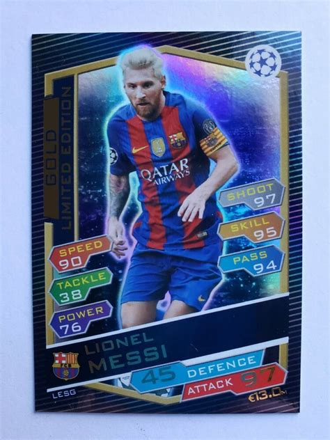 lionel messi topps match attax gold limited edition uefa champions league   lionel