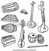 Instruments Indian Music Vector Traditional Musical Isolated Set Billboard Contour Sitar Shutterstock Stock Search Tabla sketch template