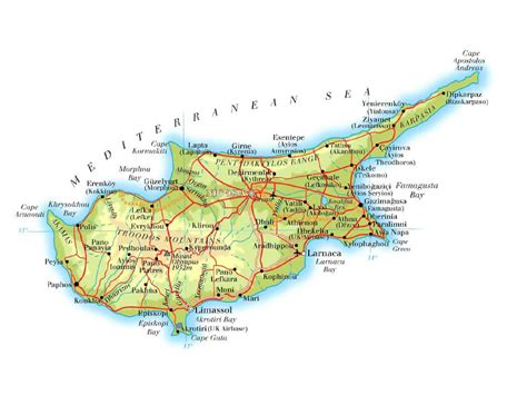 maps  cyprus detailed map  cyprus  english tourist map